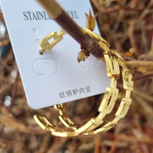 Creole Earings Stainless Steel in Gold - A pair of stainless steel earings in gold color. Bought it and never use.