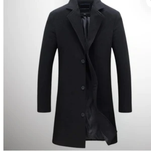 Ullkappa - Oanvänd svart ull herr kappa priset kan diskutera vid snabb affär 