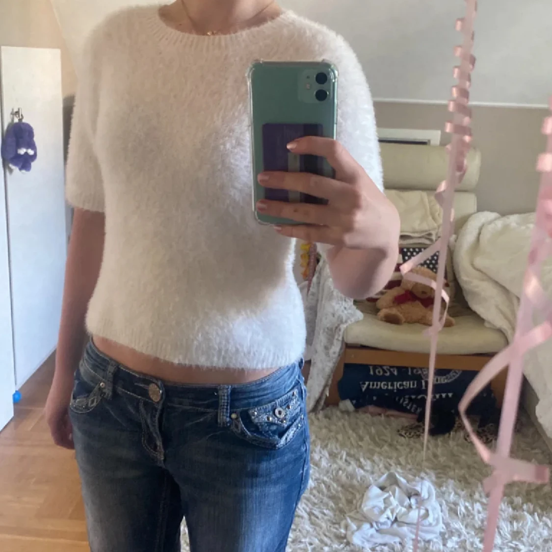 Trekvartsärmad tröja med päls