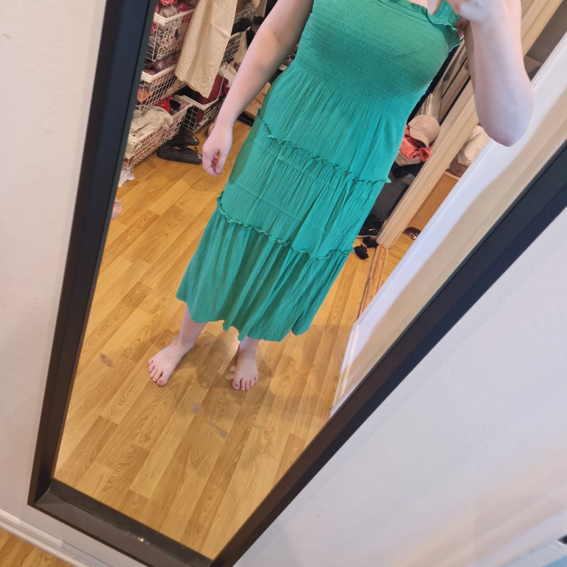 Viskosklänning med smock - 90