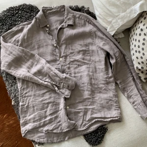 Linne skjorta M - Linneskjorta brun/grå stl m 100% linne