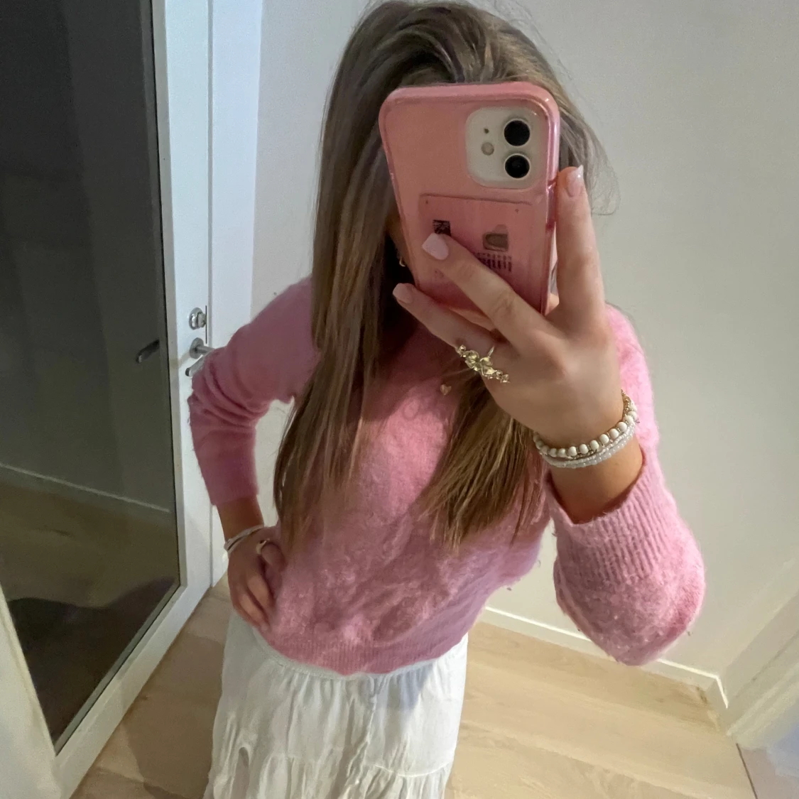 Rosa stickad tröja - 91