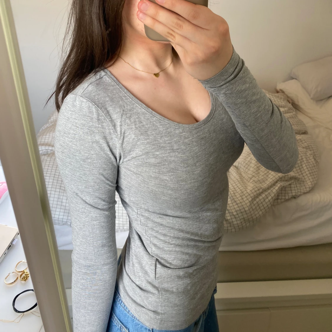 Grå långärmad tröja - 90