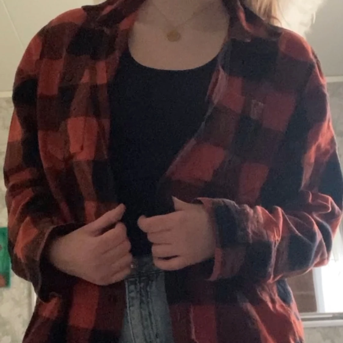 Röd flannel kofta/skjorta