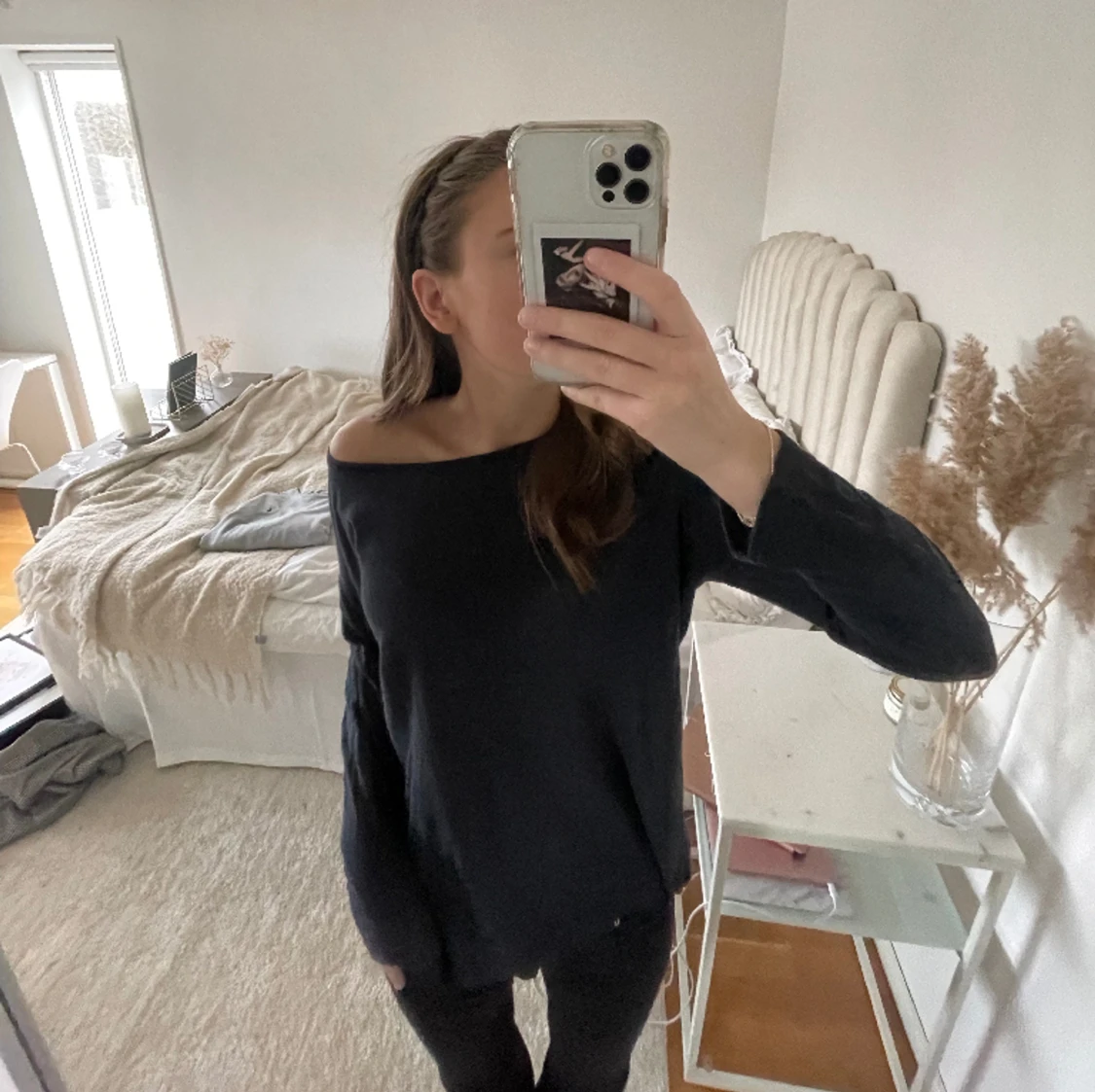 Mörkblå tröja i linnetyg - 90