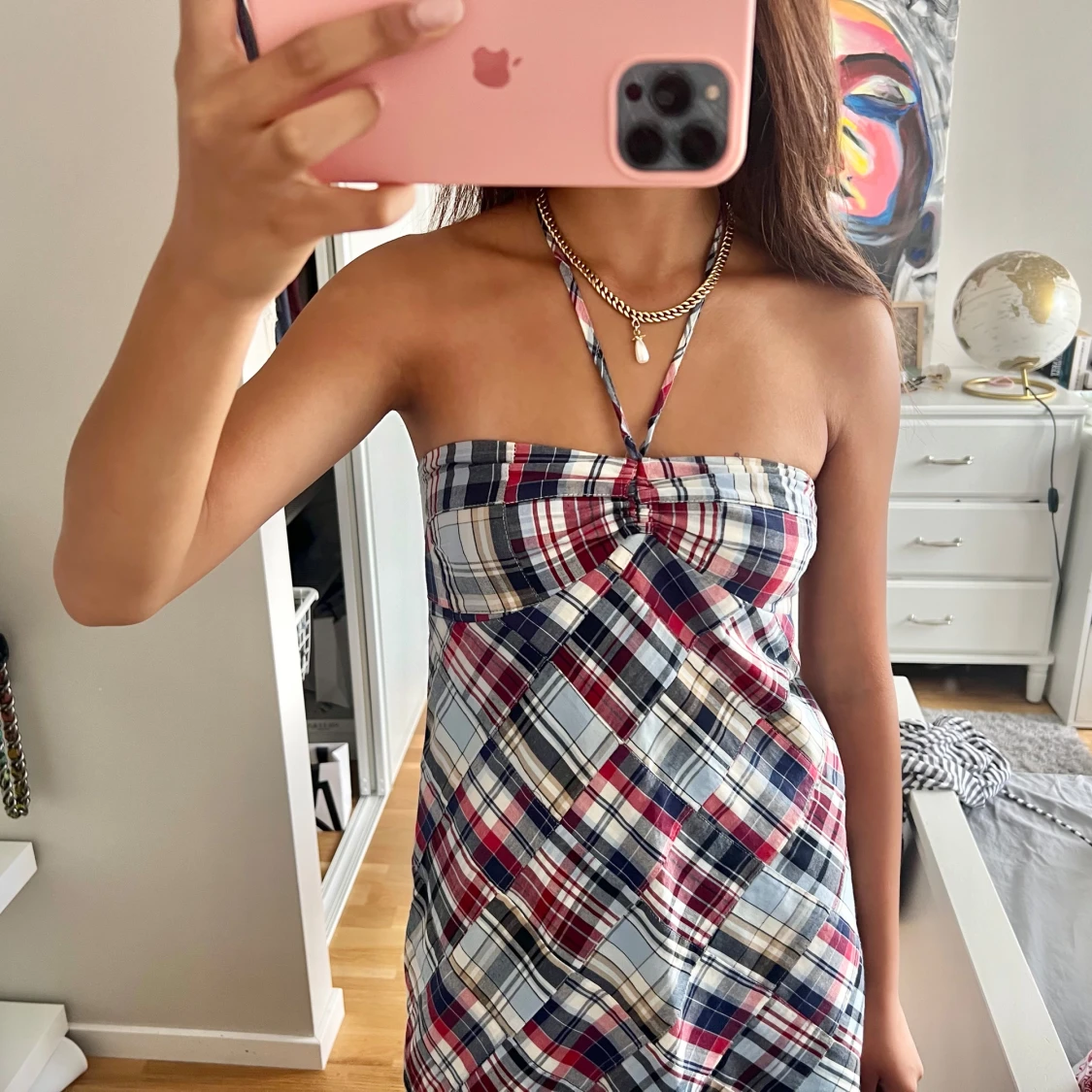 Fin rutig klänning  - 90