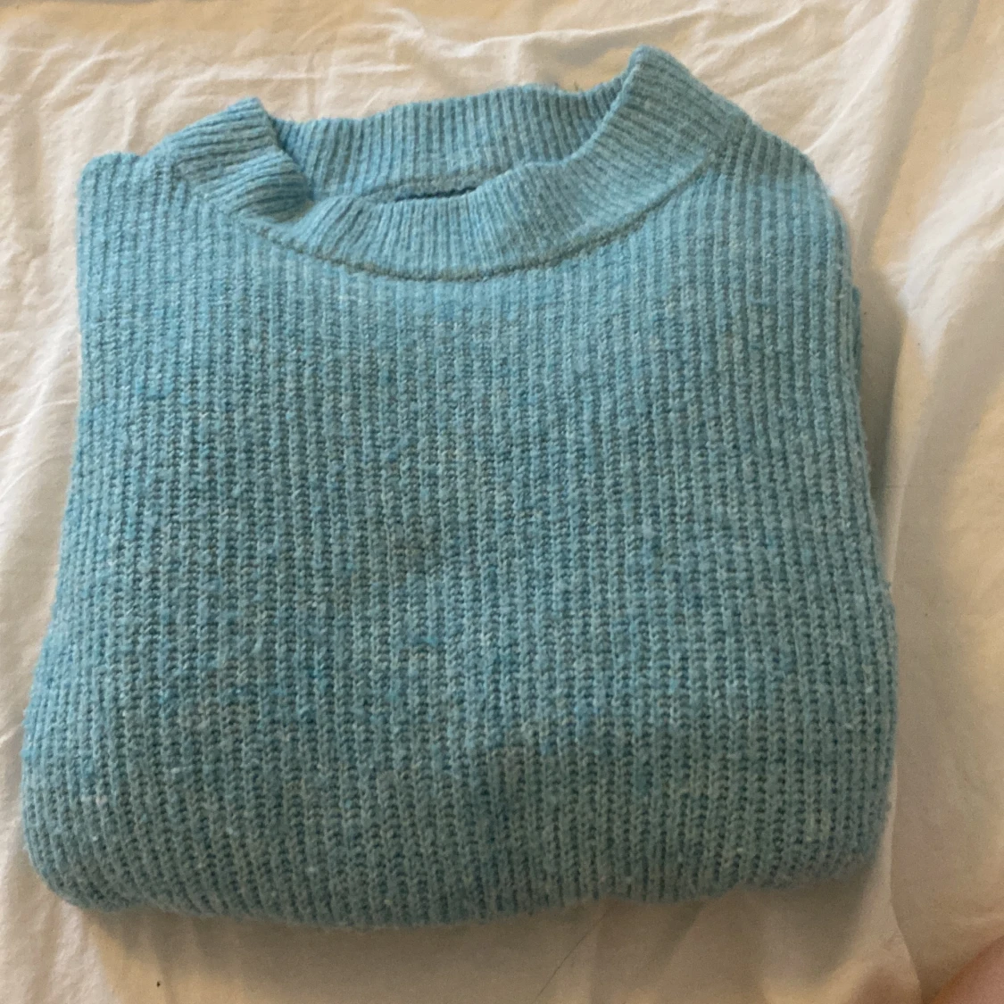 Turkos stickad tröja  - 91