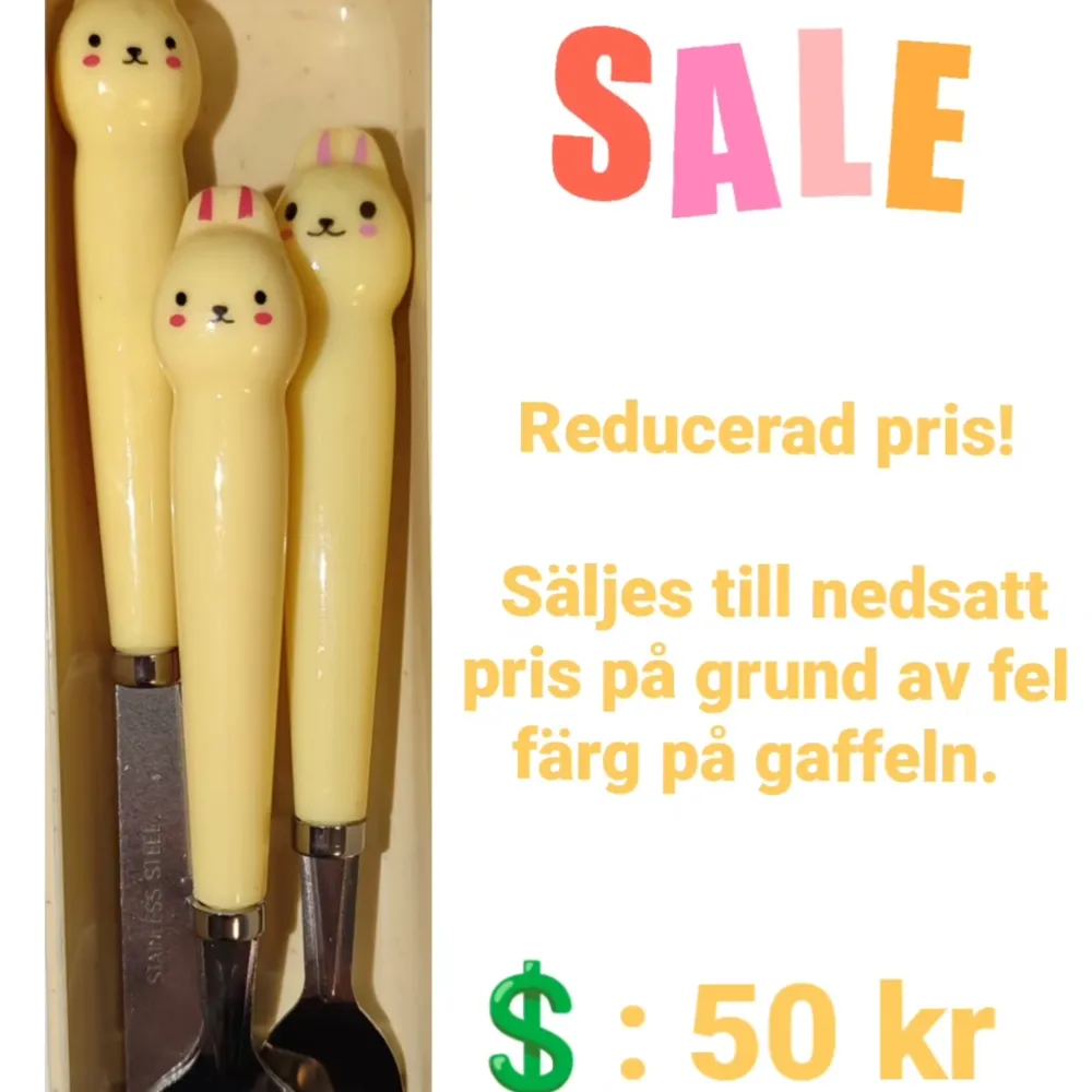 Reducerat pris på grund av fel färg på gaffel. . Övrigt.