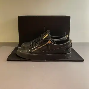 Hej! Säljer nu dessa super snygga skorna från Giuseppe zanotti med guldiga detalijer. Fint skick men har använts. Storlek 44 och sitter true to size. Tillkommer Box & skopåse. Kan frakta eller mötas upp i Kungälv. 