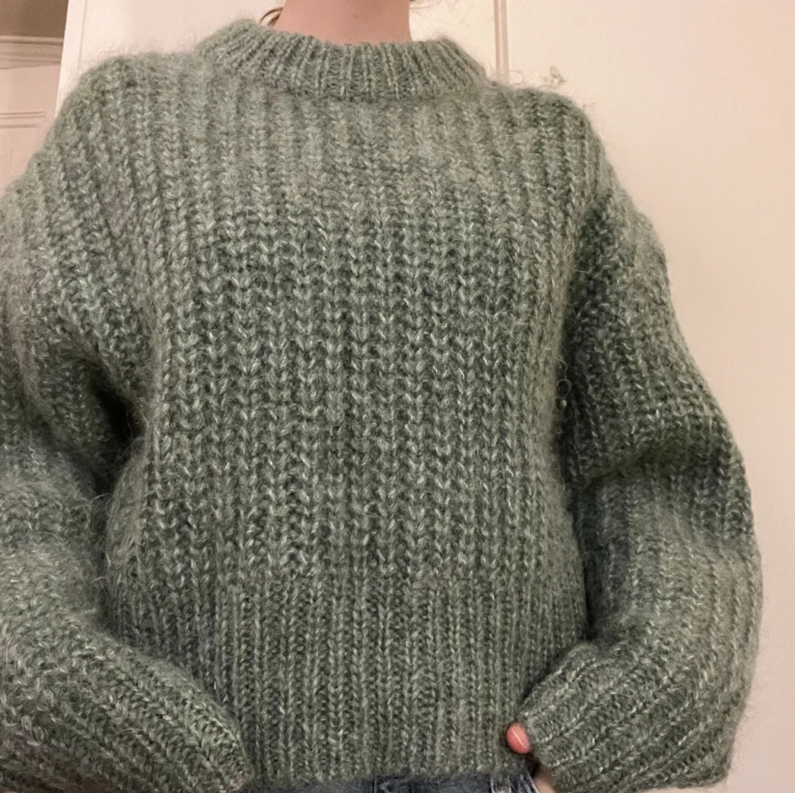 Mohair/ull stickad tröja - 91