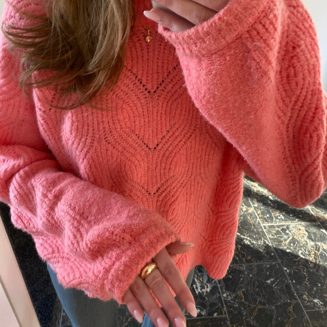 Rosa stickad tröja - 1