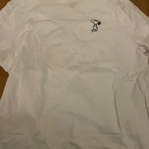 Vit t-shirt med tryck från H&M - Säljer en vit t-shirt från H&M med ett coolt tryck av en tecknad figur och texten 'Big Deal' i rött och svart. T-shirten har en normal passform och är kortärmad. Perfekt för en avslappnad stil.