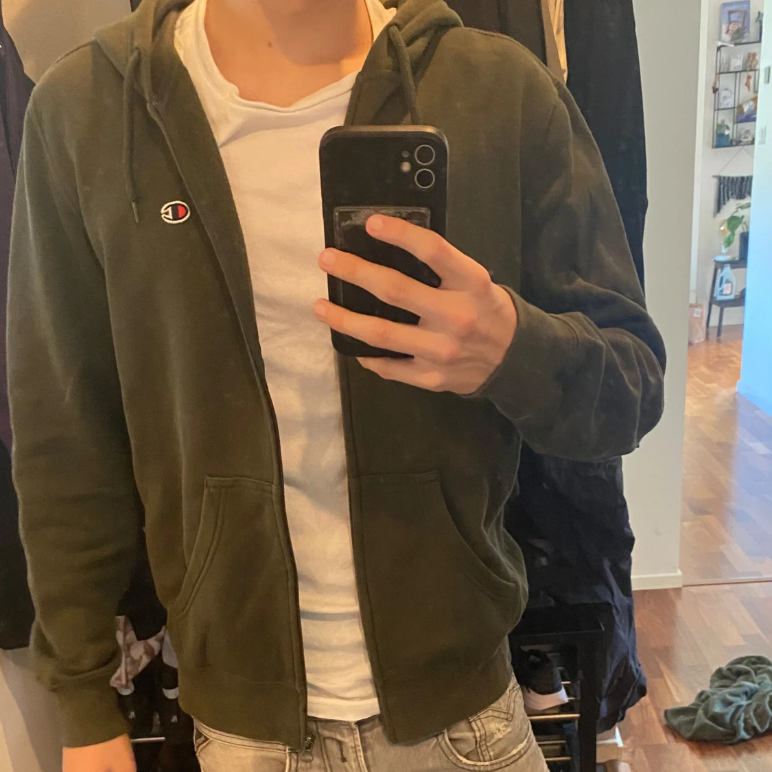 Grön Champion Zip Hoodie - 91