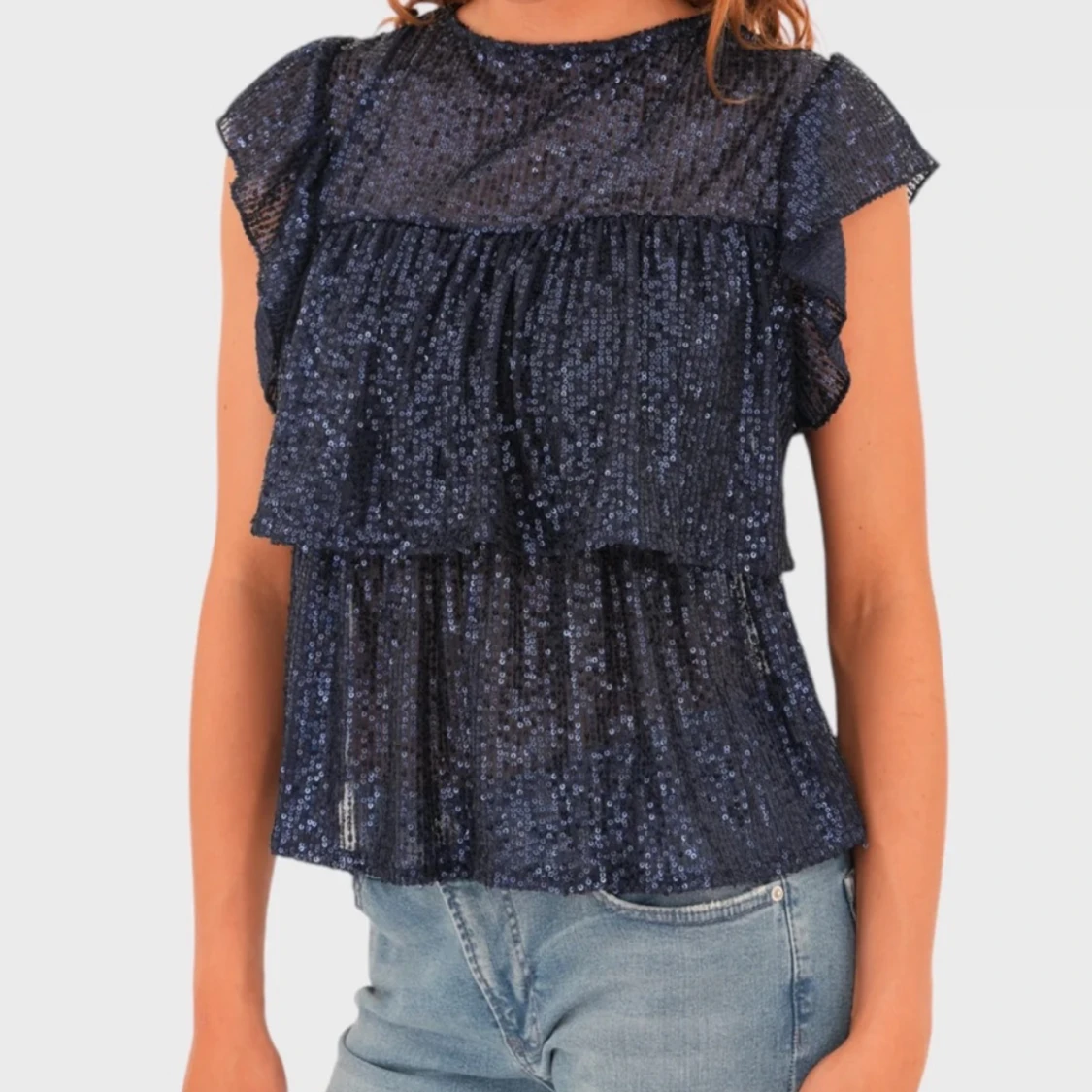 Mörkblå glittrig blus - 2