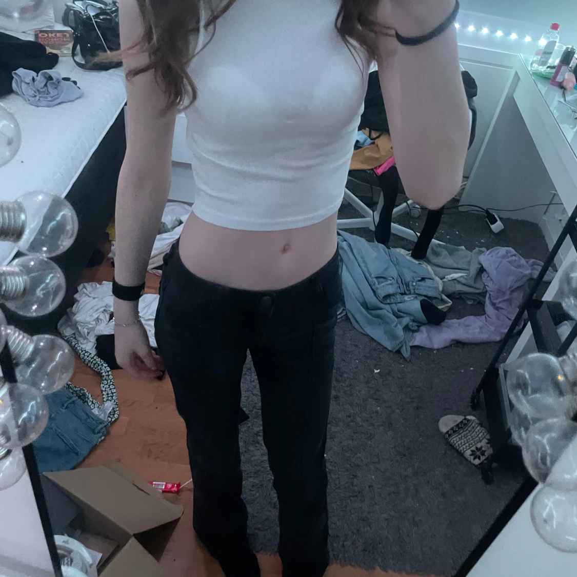 Vit ribbad linnetopp från H&M Divided - 90