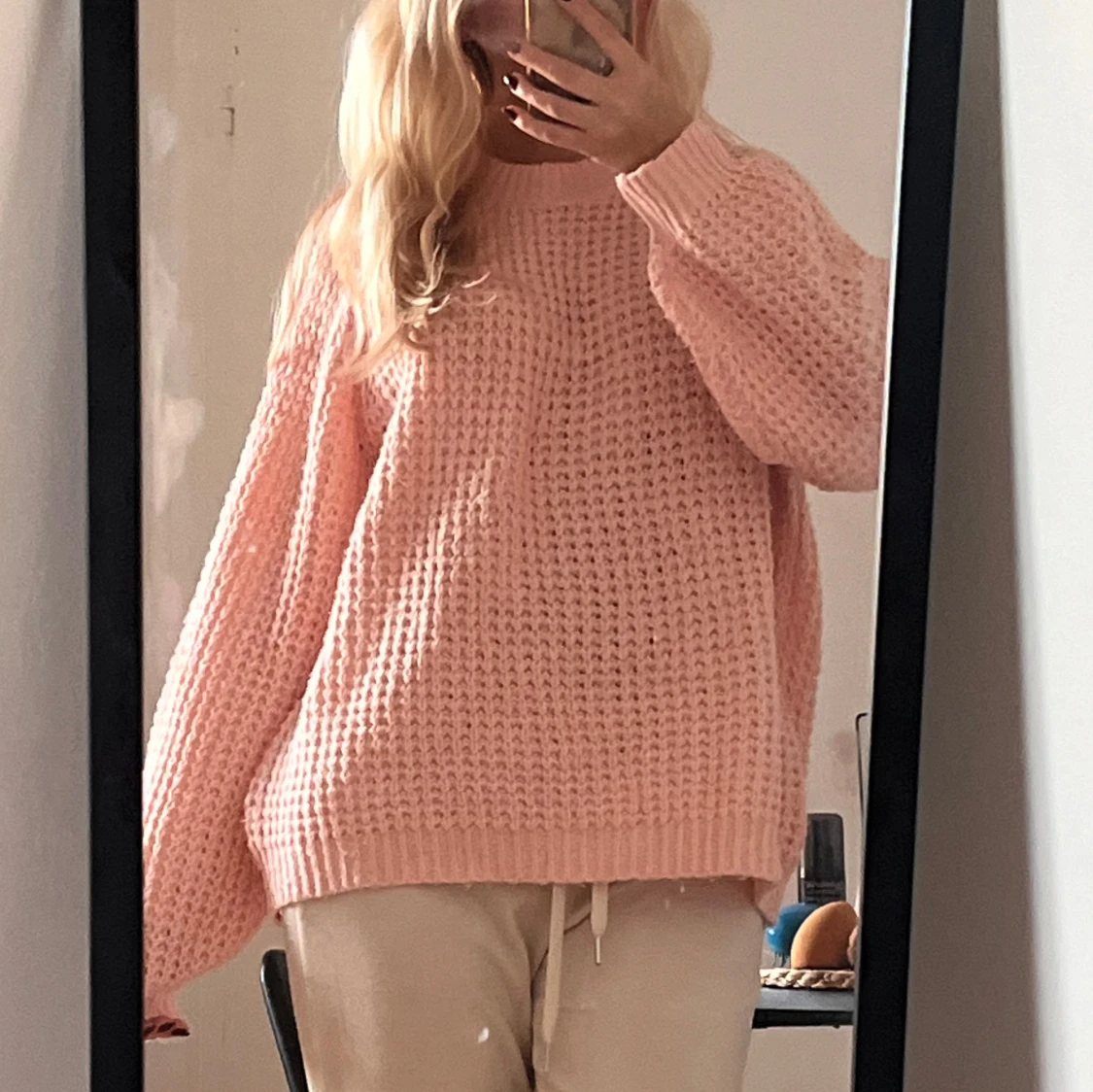 Rosa stickad tröja - 90