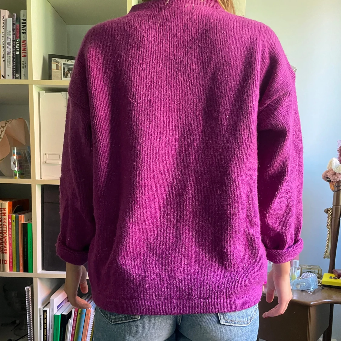 Lila stickad tröja - 90