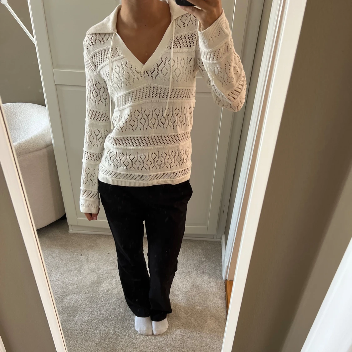 En virkad vit tröja  - 90