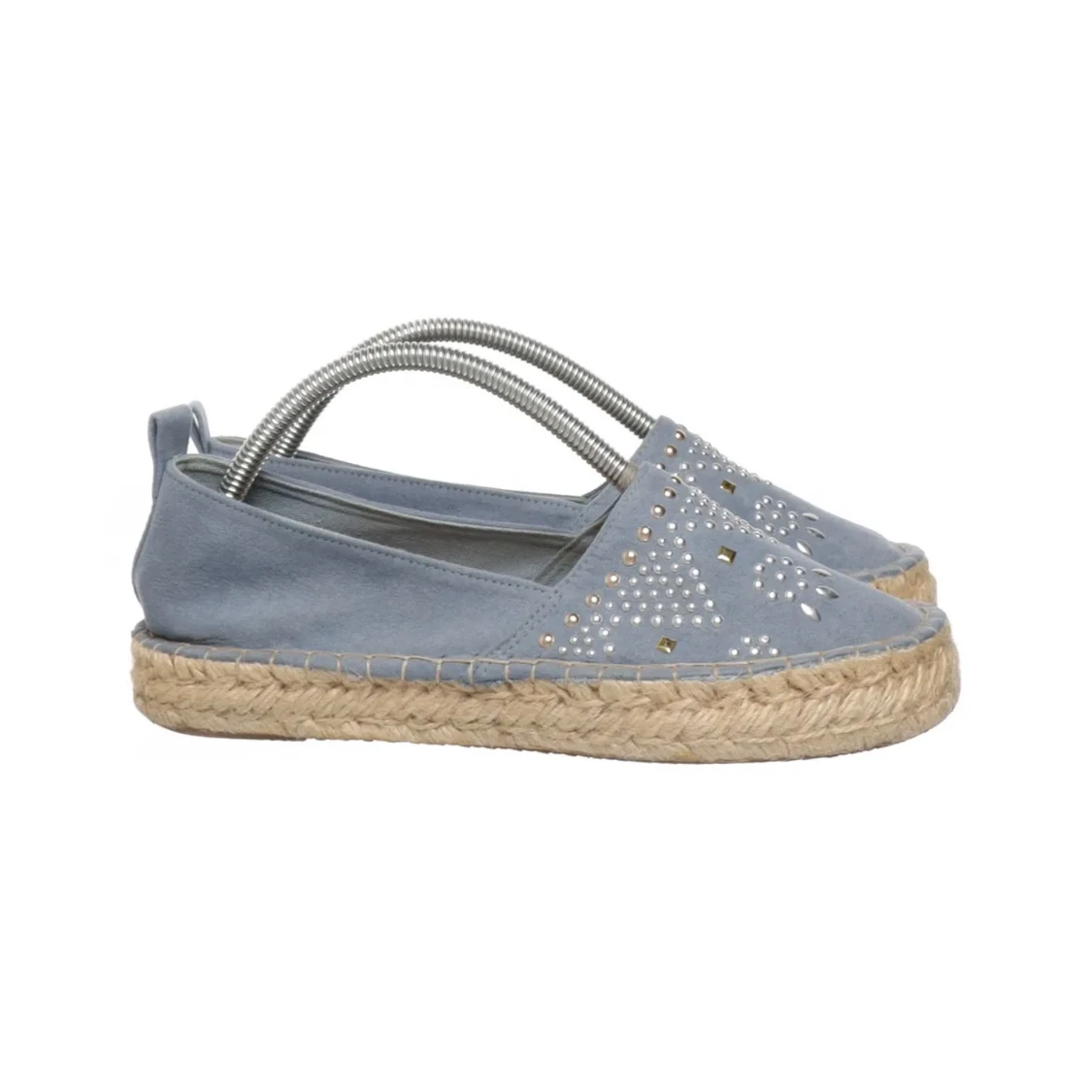 Blå espadrillos med flätad sula