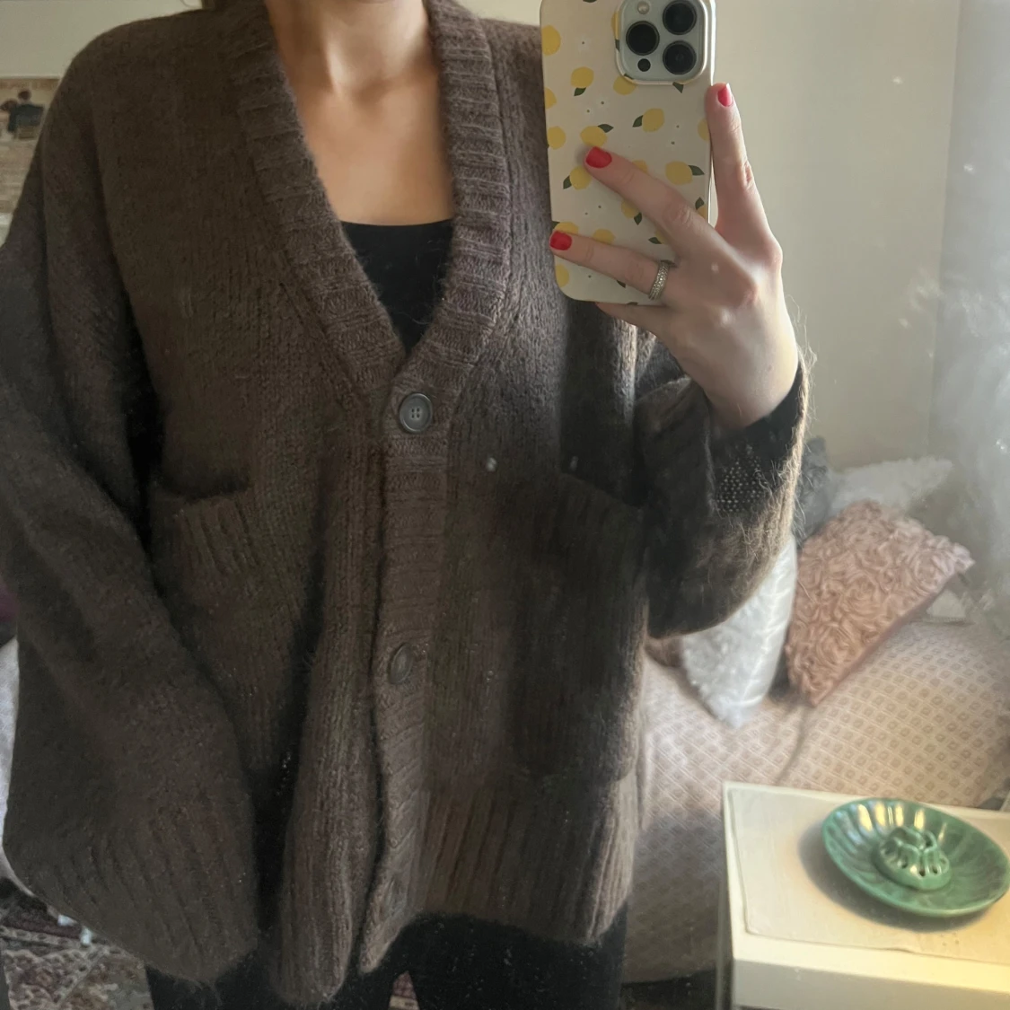 Brun stickad kofta - 2