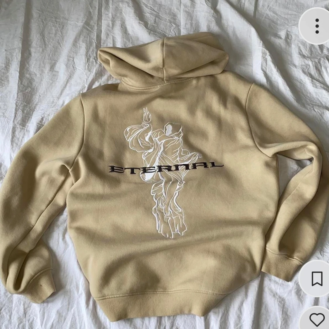 Beige hoodie med tryck