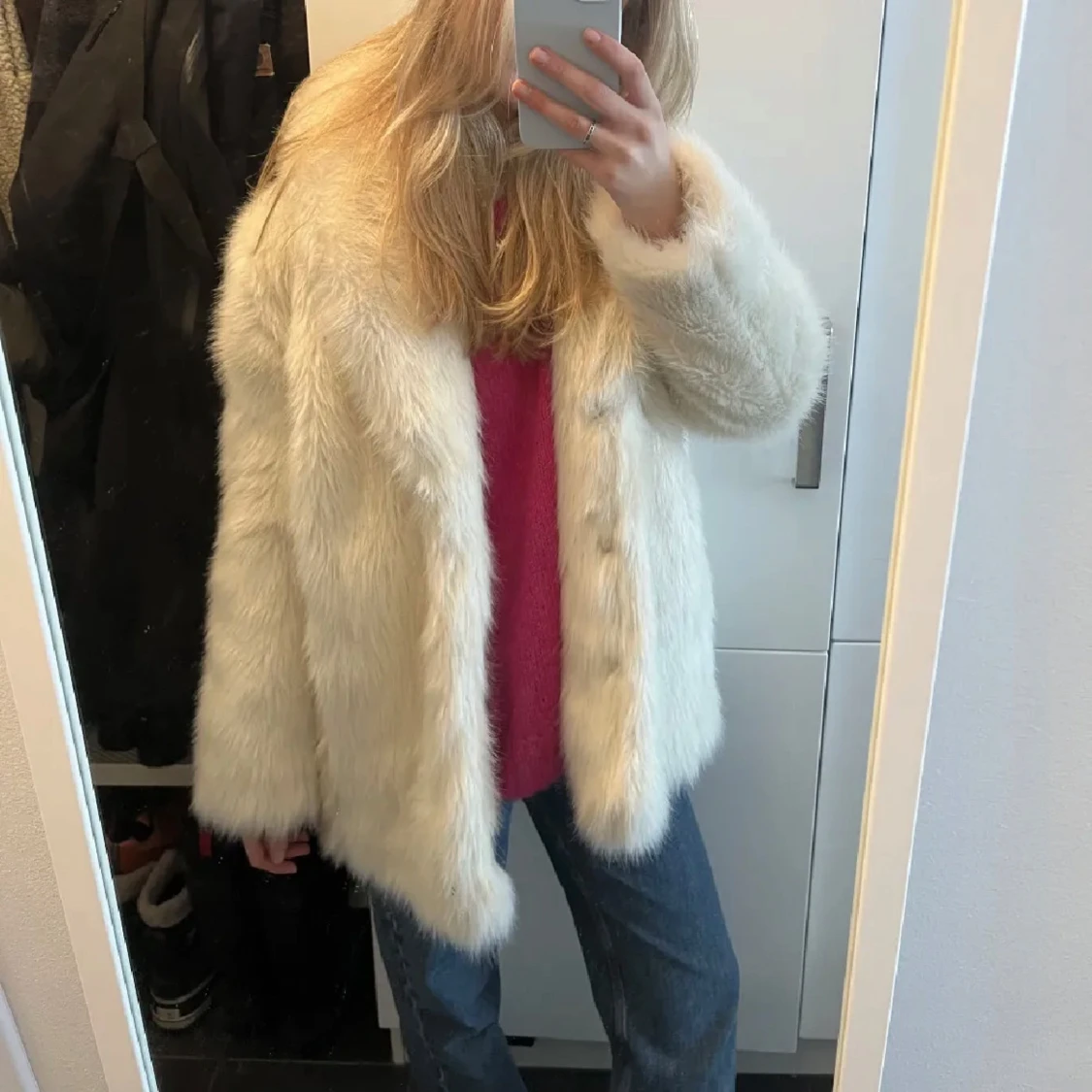 Vit pälsjacka - 91