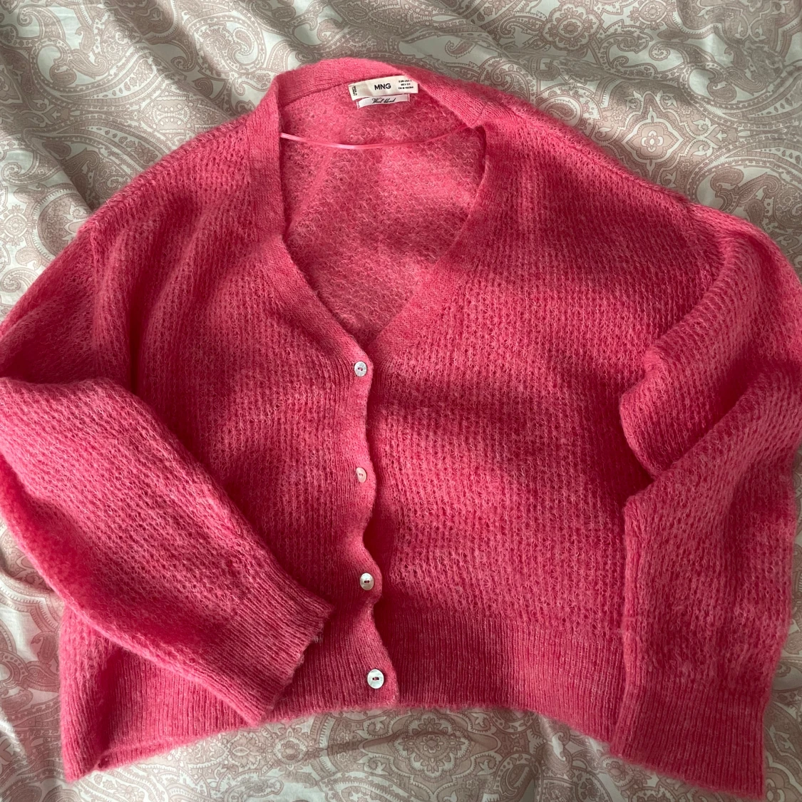 Rosa stickad kofta - 91