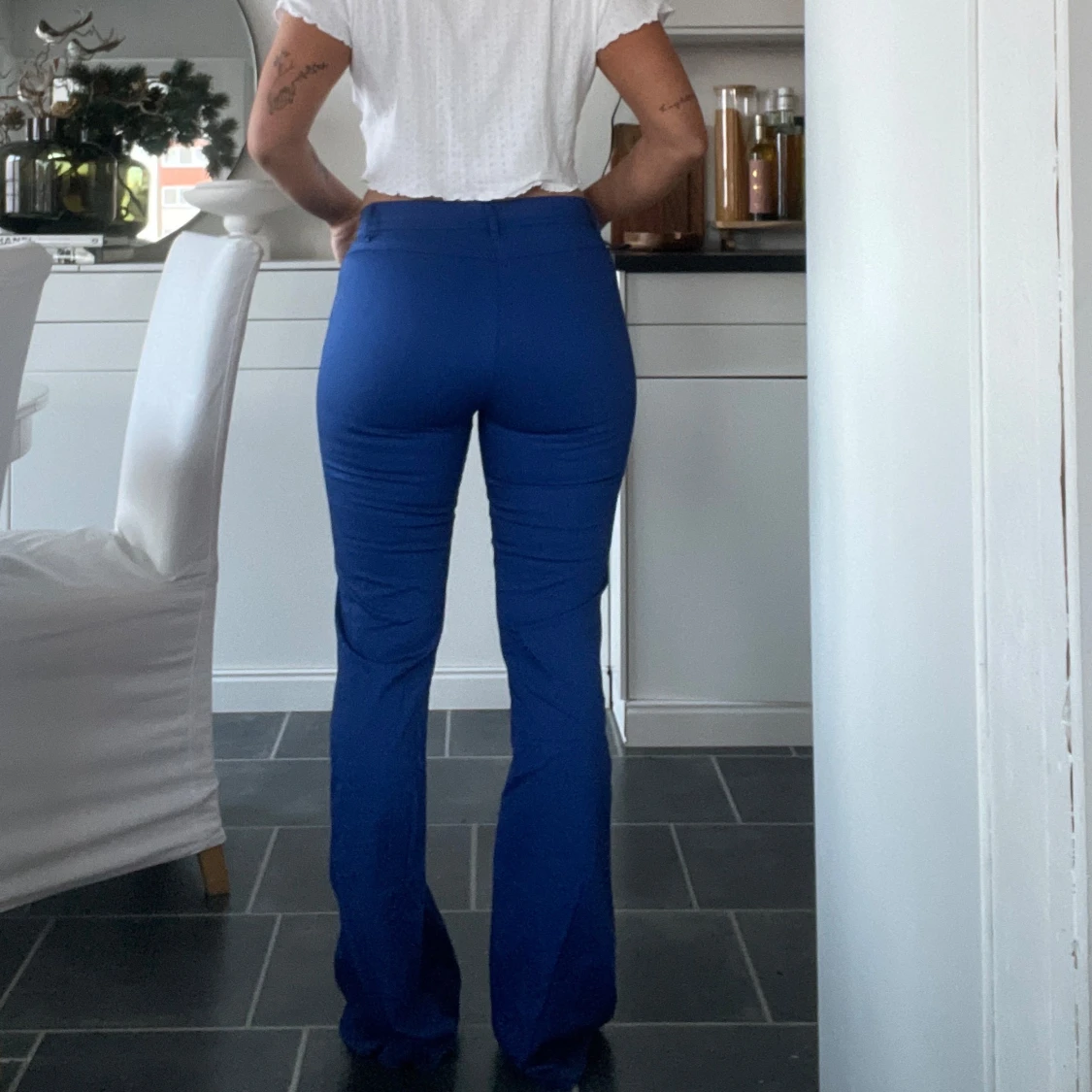 Kungsblå vintage bootcut byxor - 90