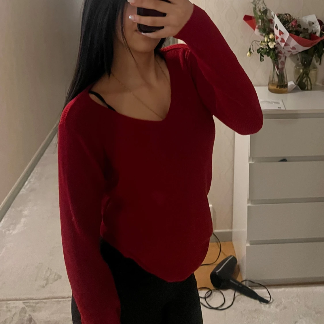 Röd långärmad tröja - 1