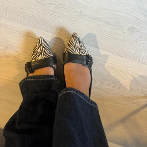 Ballerinaskor med spetsig tå -  Zebramönstrade ballerinaskor med spetsig tå. Storlek 39.5. Mycket bra skick