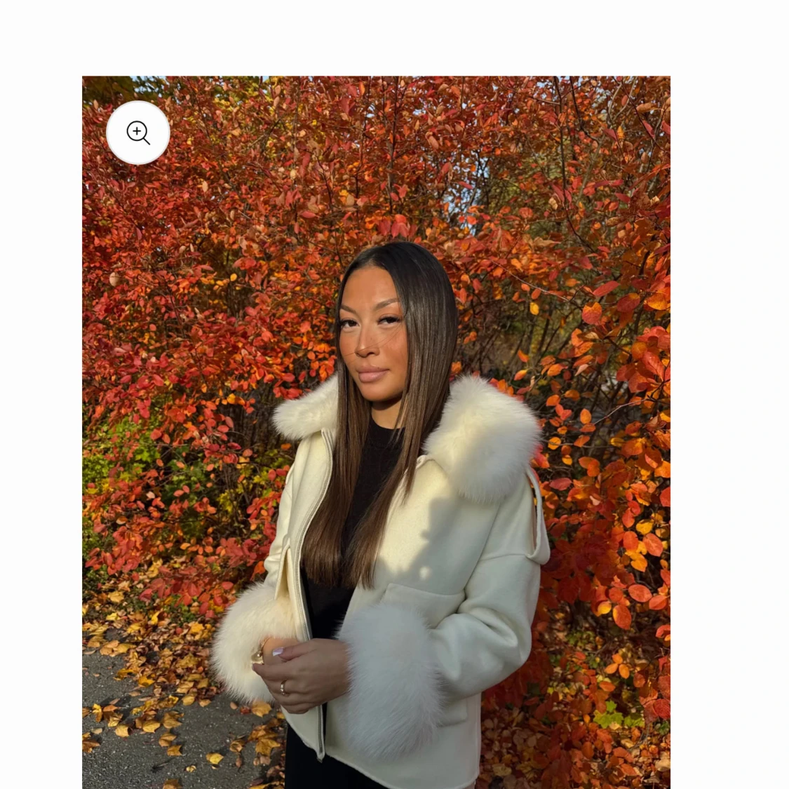 Vit jacka med pälskrage - 2