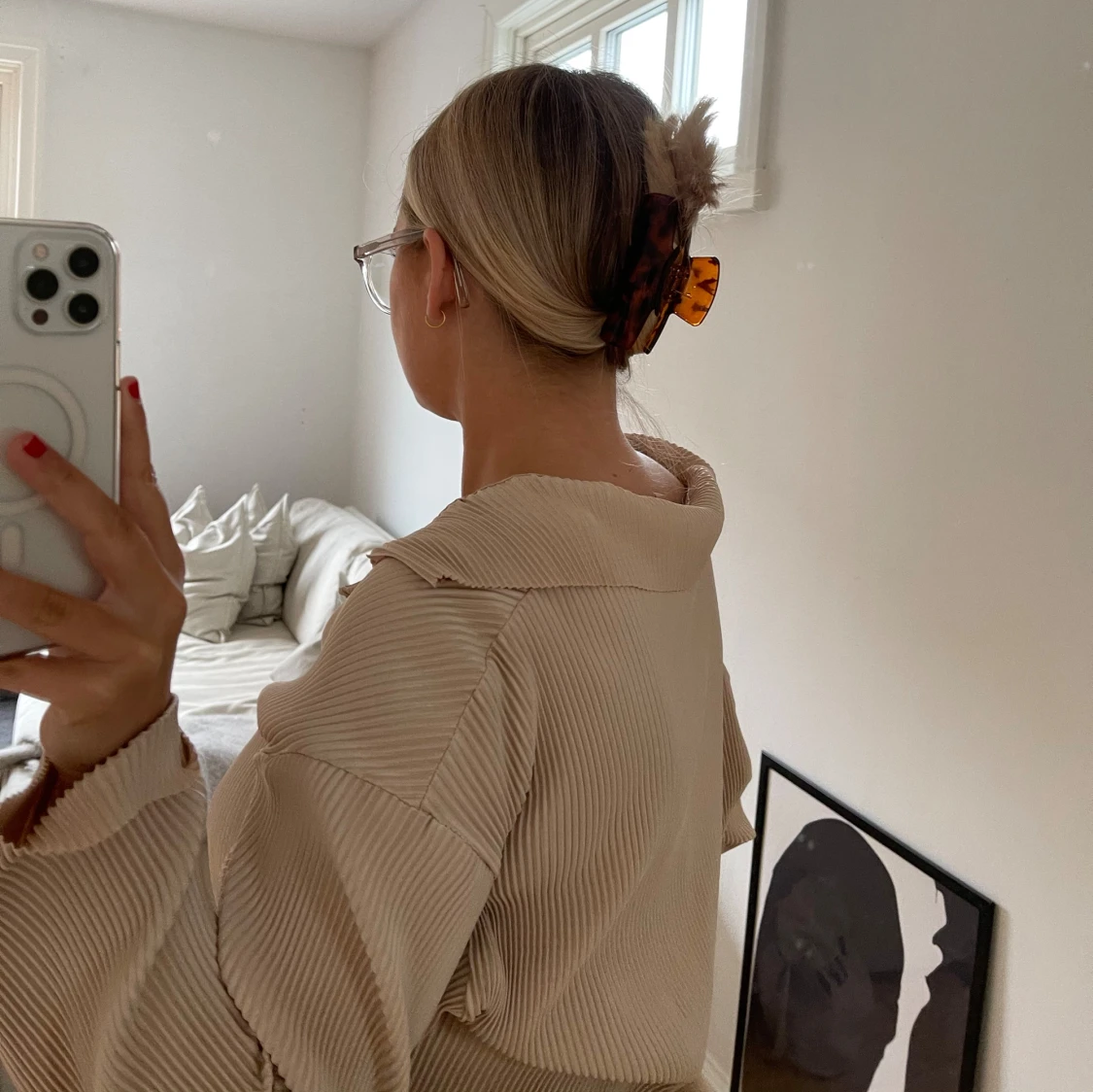 Plisserad Silkesskjorta  - 91