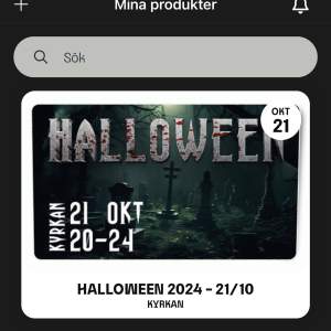 Säljer min halloweenfest biljet till 21 oktober. Den finns att köpa för 600 annars så vinner de högsta budet fram till den 19 oktober