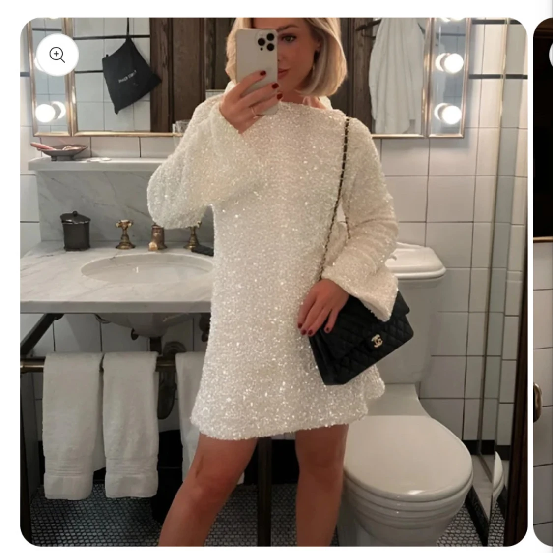 Vit glittrig klänning med öppen rygg ( bild tagen från hemsidan) 