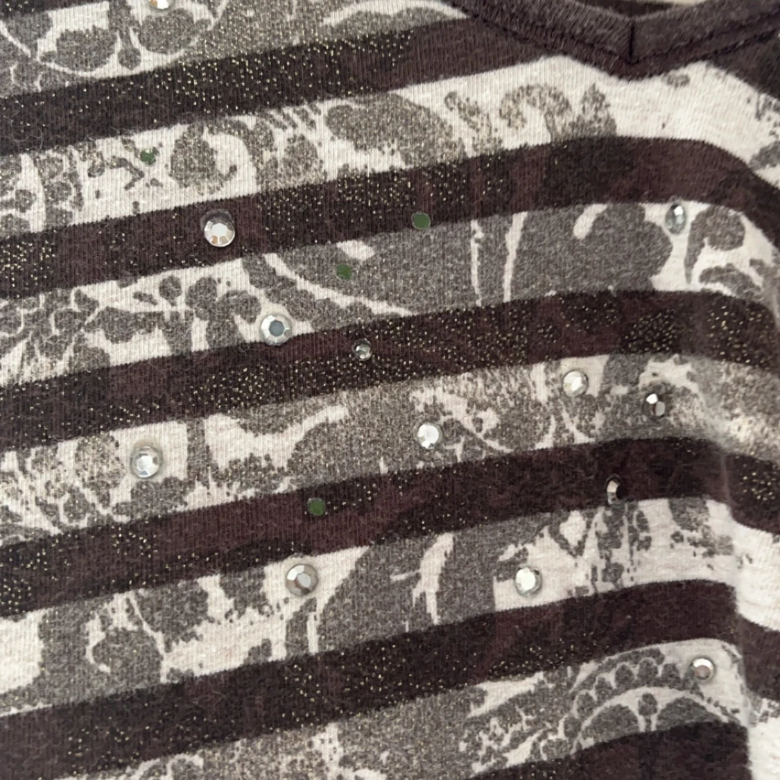 Brun/Grå Randig V-neck Tröja - 92