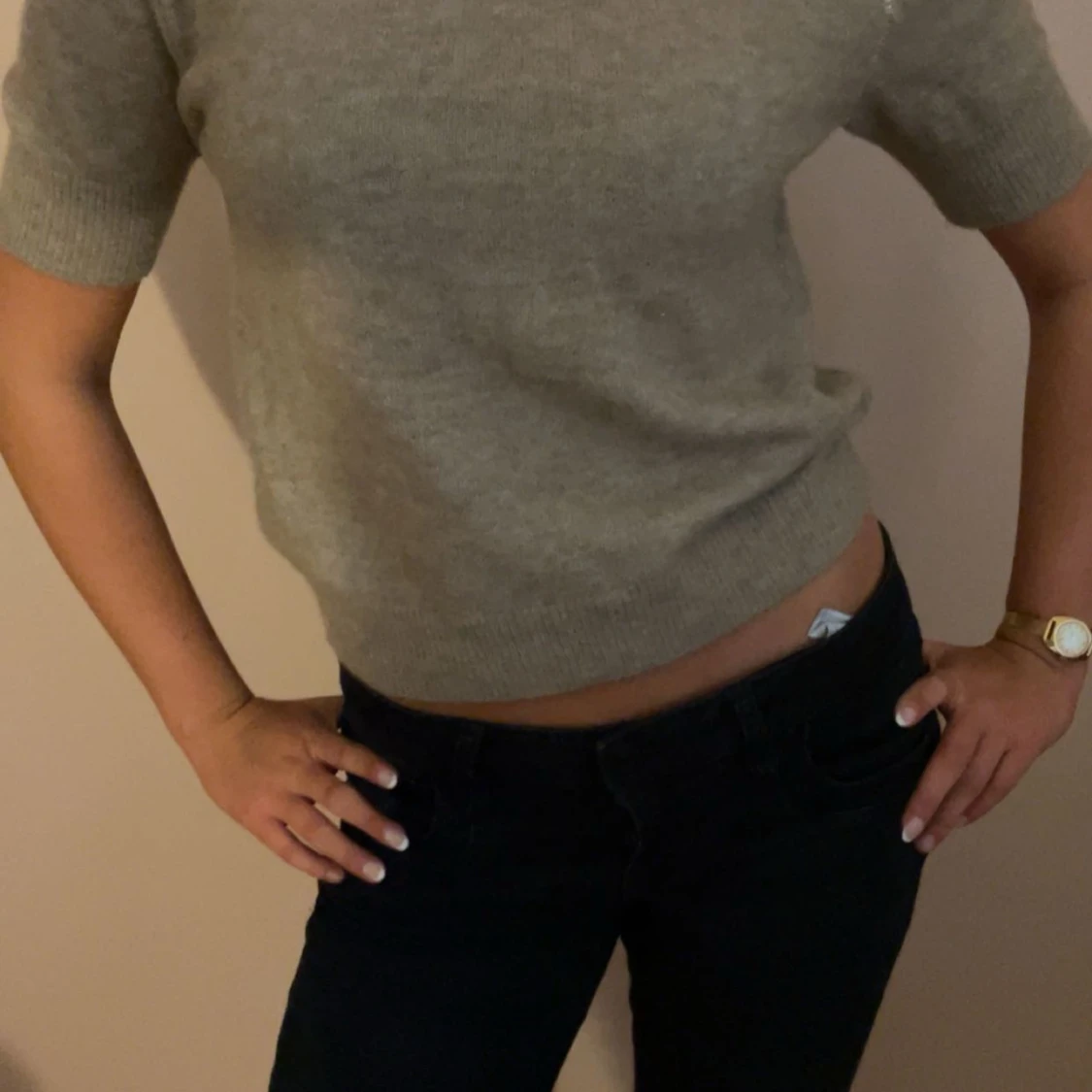 Grå polotröja i ull - 91