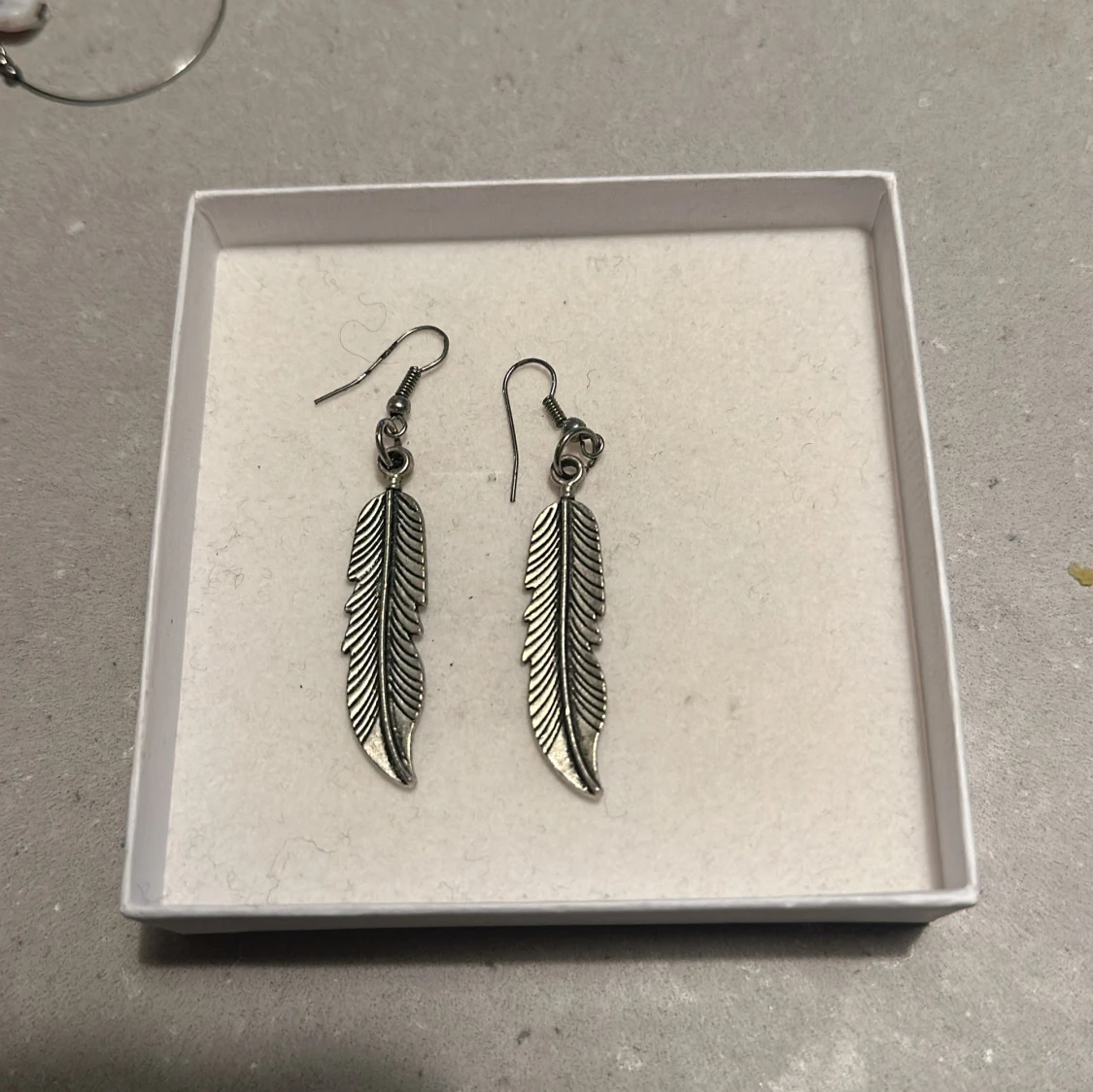 Silverfärgade fjäderörhängen