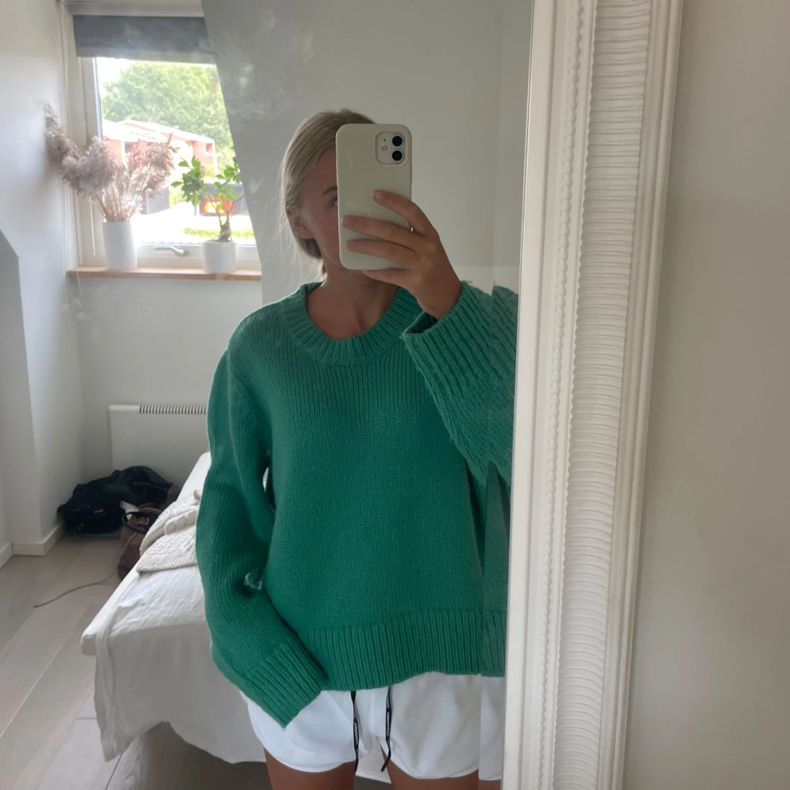 Grön oversize stickad tröja  - 90