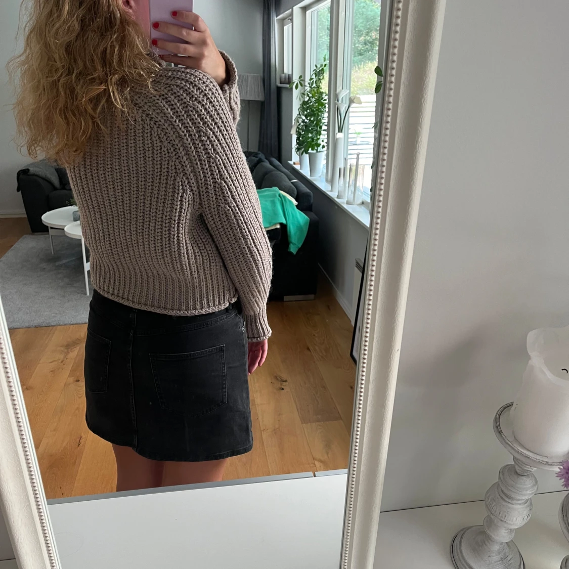 Beige stickad tröja - 91