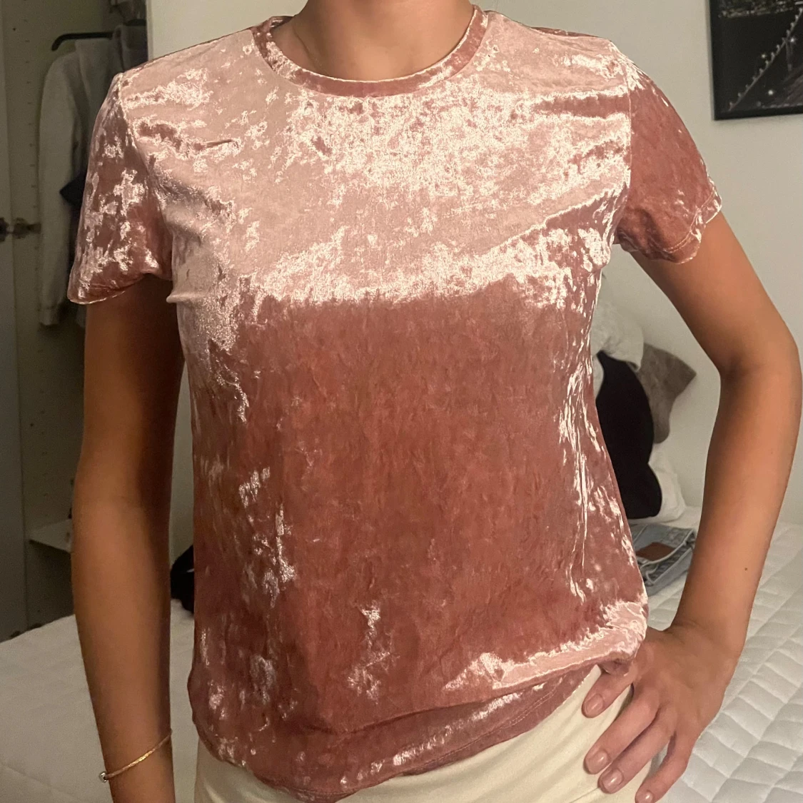 Rosa skimmrig t-shirt