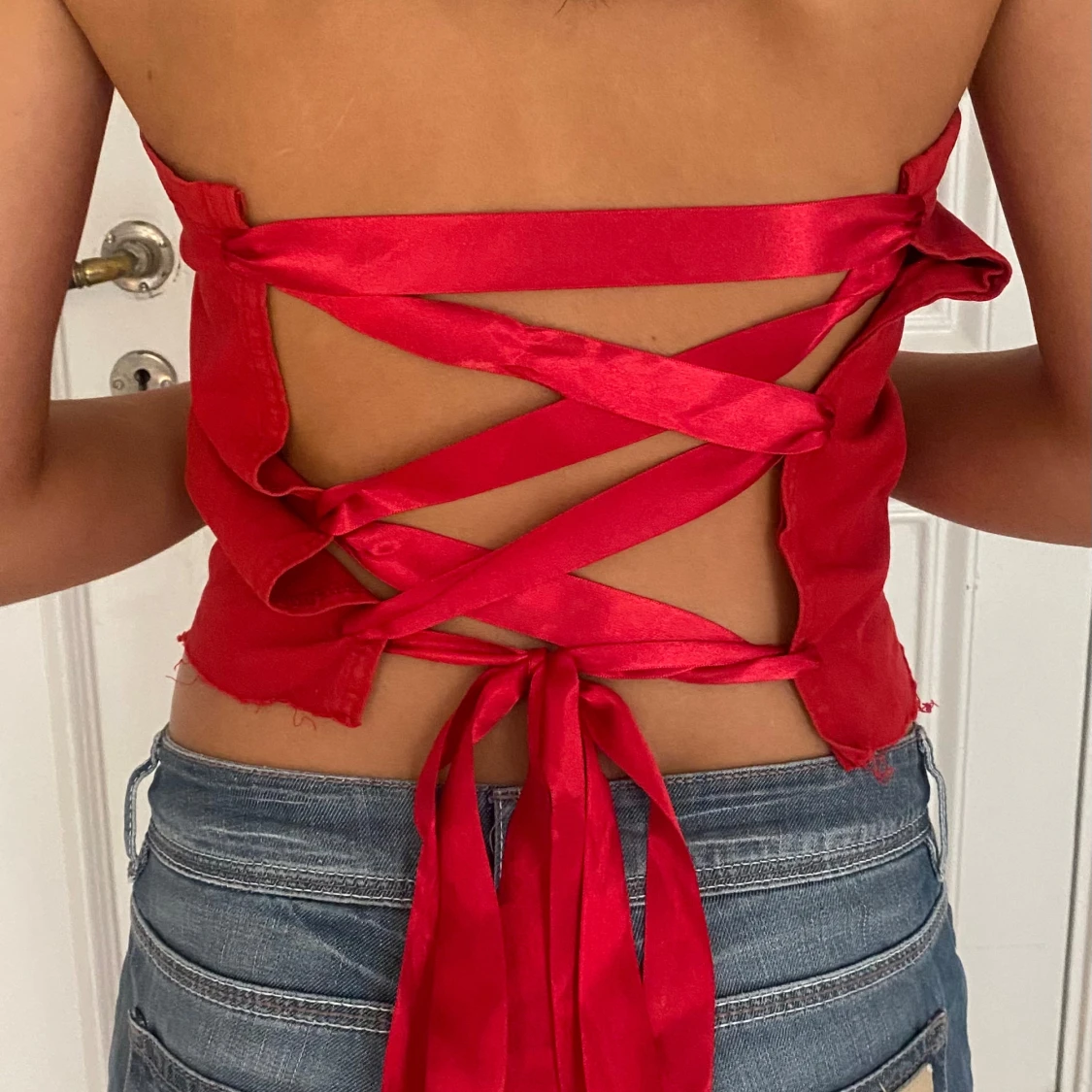 Röd tubtopp med snörning - 90