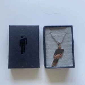 Billie Eilish halsband - Säljer dessa halsband. Den är köpt från hennes hemsida 2020 och säljs inte längre.  Den har sin låda som tyvärr är lite skadad av tejp men inget vidare. Därmed nedsatt pris.  Lägsta priset: 1000kr💗  Skriv gärna vid prisförslag eller andra frågor!💗