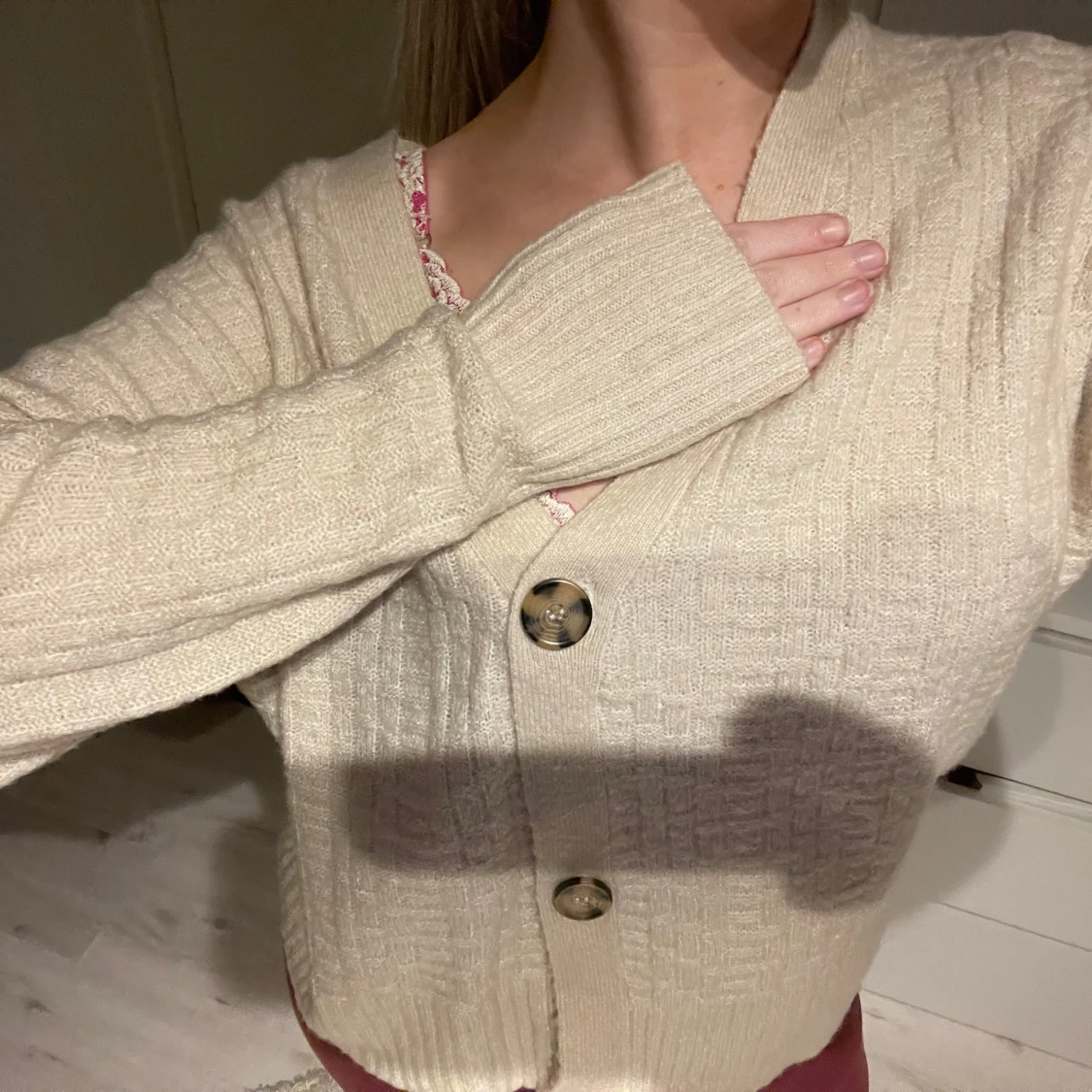 stickad beige tröja - 93