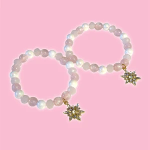 Rosa snöfling armband  - 16cm elastiskt armband, sälja styckvis 