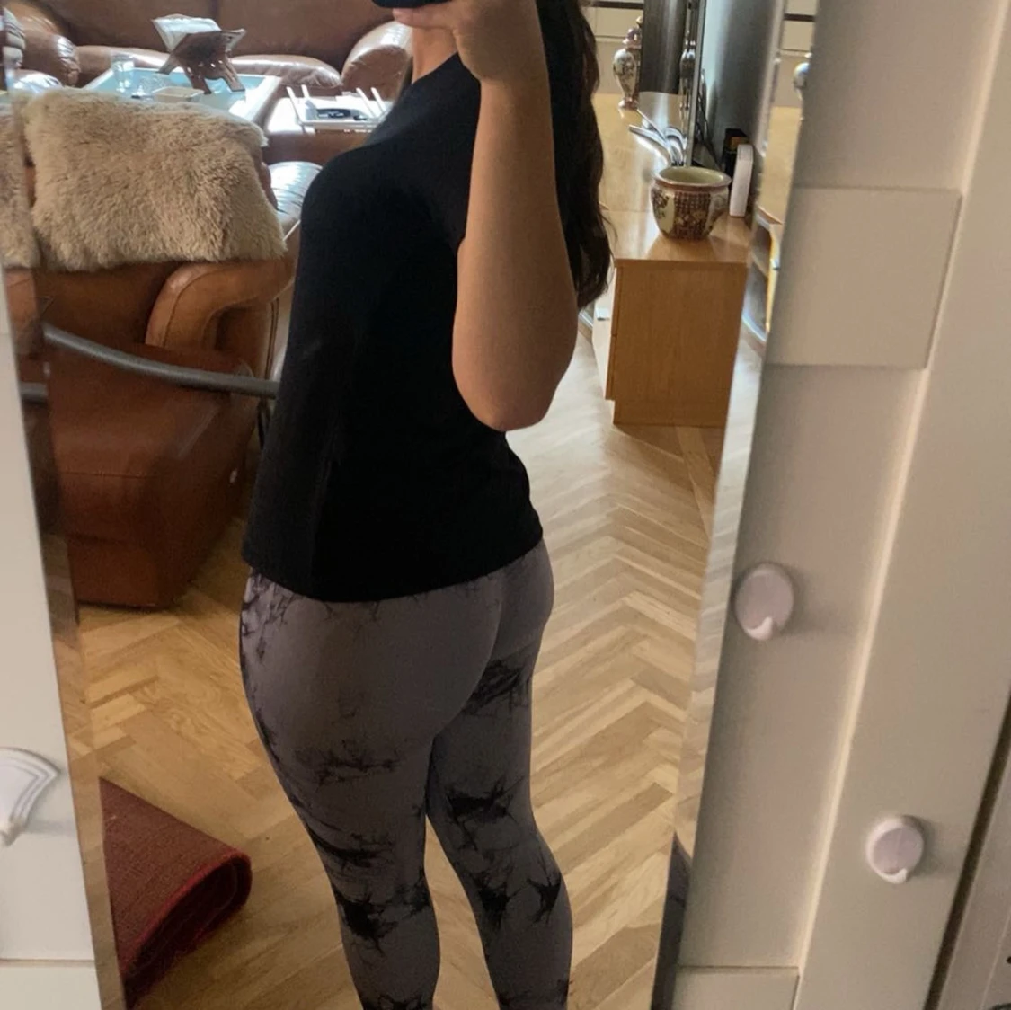 Grå mönstrade leggings - 91