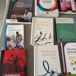 Sjuksköterska böcker  - Sjuksköterska kurslitteratur som är behövligt under utbildning. Olika böcker . Kontakta om priset då varje bok har ett eget pris men om man vill ha alla böcker så kan man få alla för 2300kr💓