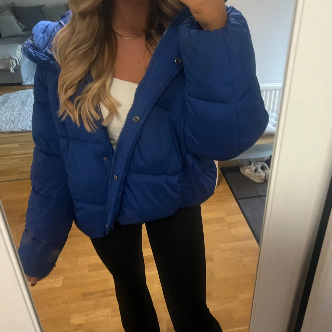 Blå pufferjacket  - 90