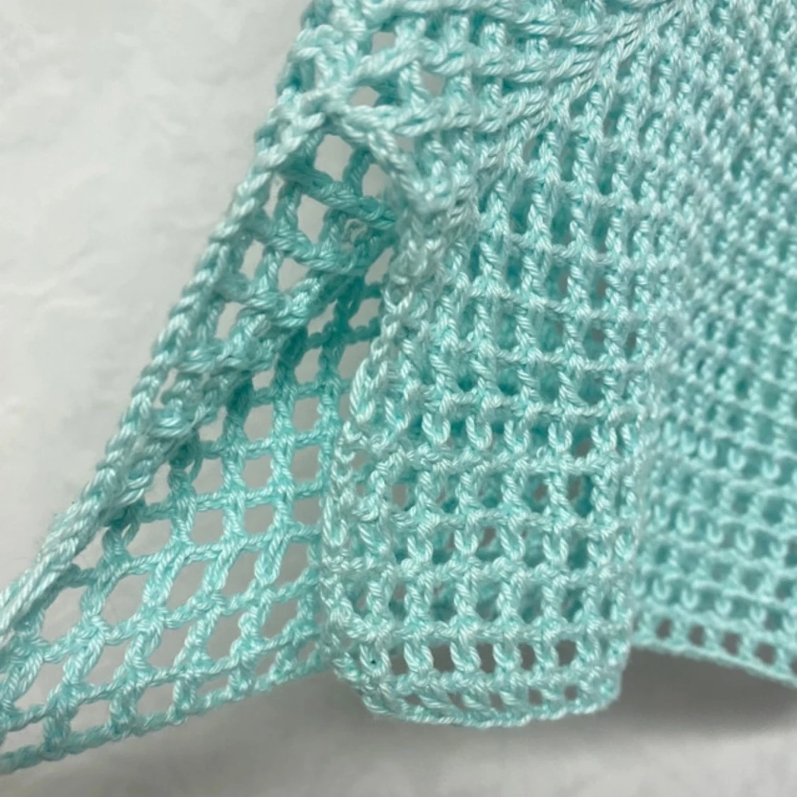 Teddibear ljusblå turkos virkad topp - 90