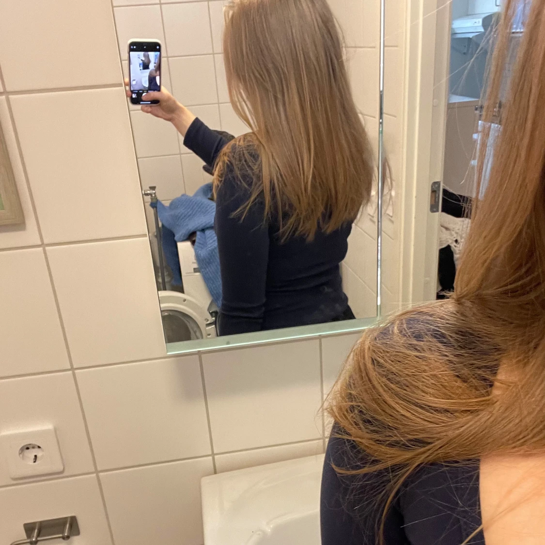 Marinblå långärmad tröja - 92