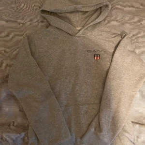 Grå hoodie från GANT - Säljer en stilren grå hoodie från GANT med broderad logga på bröstet. Använd ett fåtal gånger så fortfarande i väldigt bra skick🩵